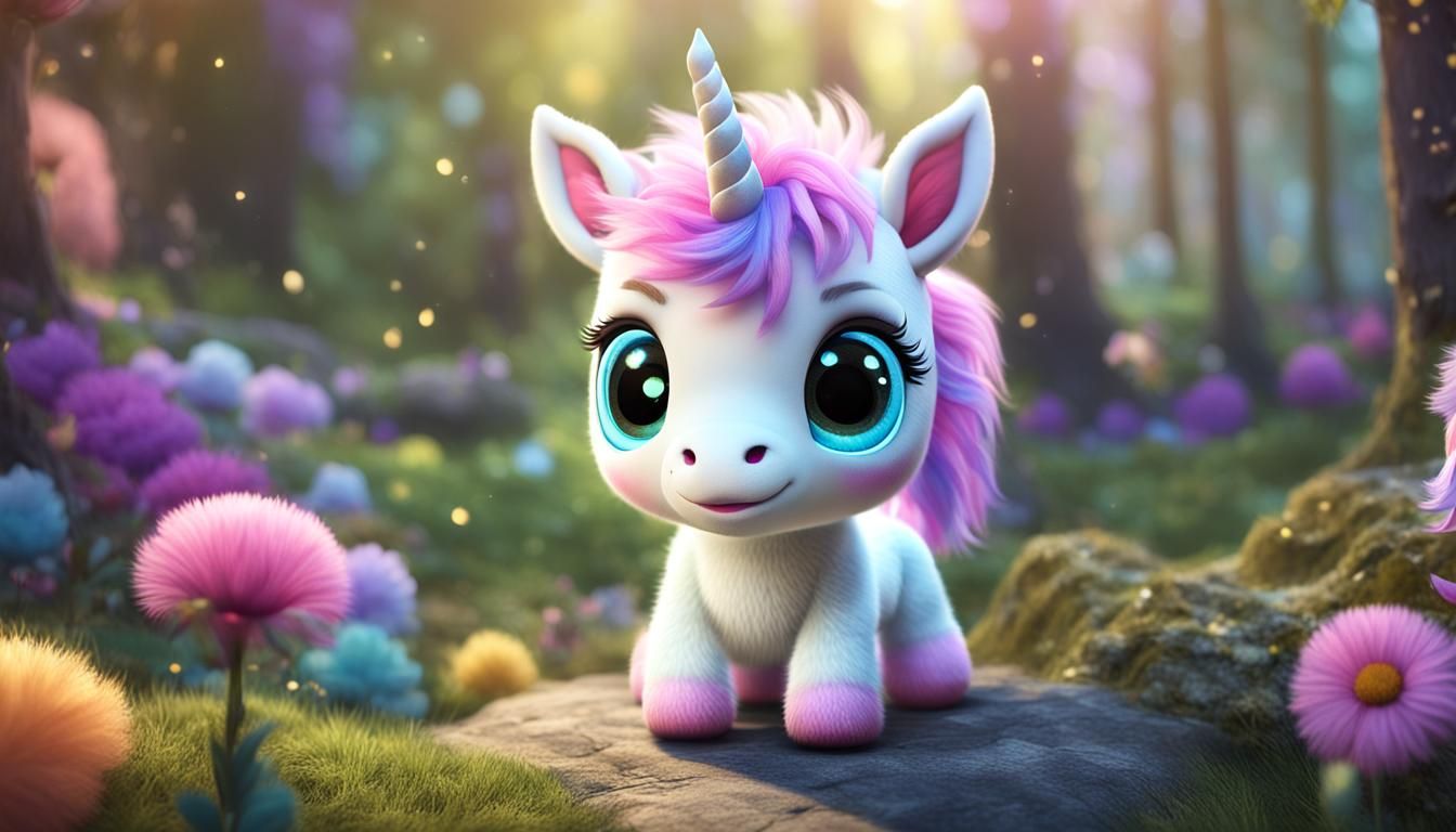 Adorable Baby Unicorn in a Magical World