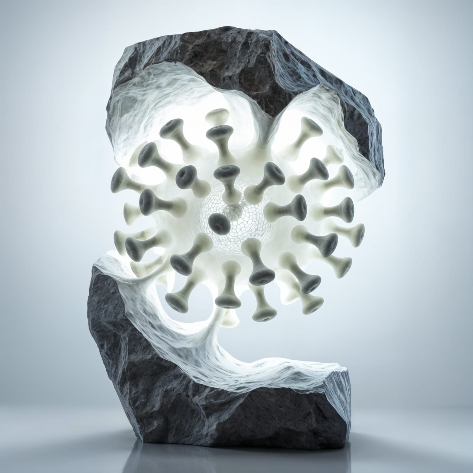 sculpture that embodies the concept of the covid pandemic.