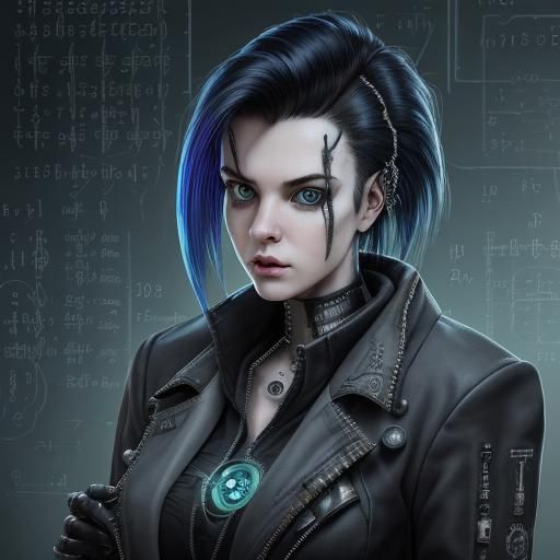 Cyberpunk Steampunk Scientist in Biomechanical Lab