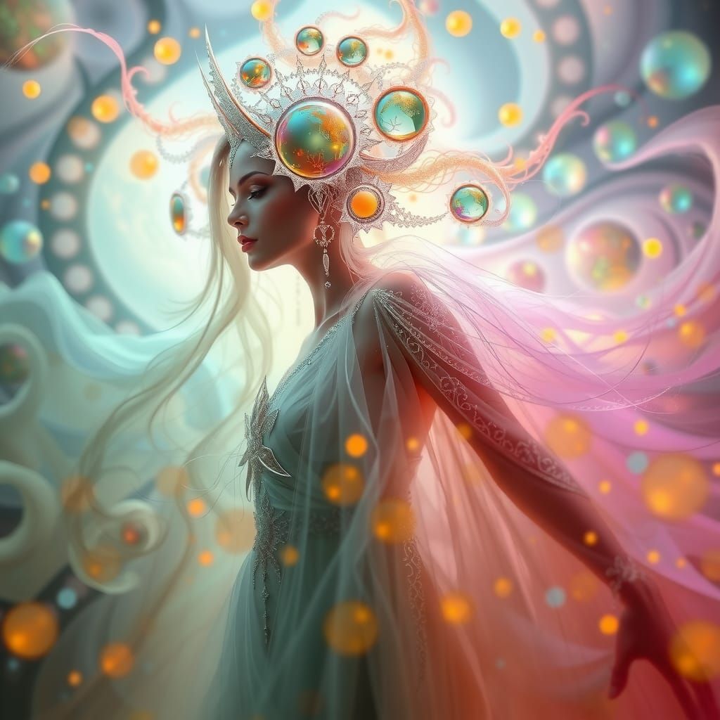 Surreal Priestess: Fractal Elegance in Abstract Art