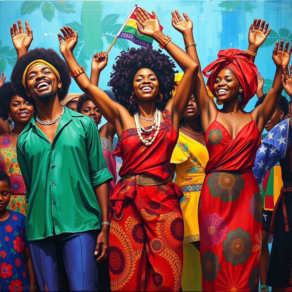 Juneteenth Celebration Art in Mixed Media Style