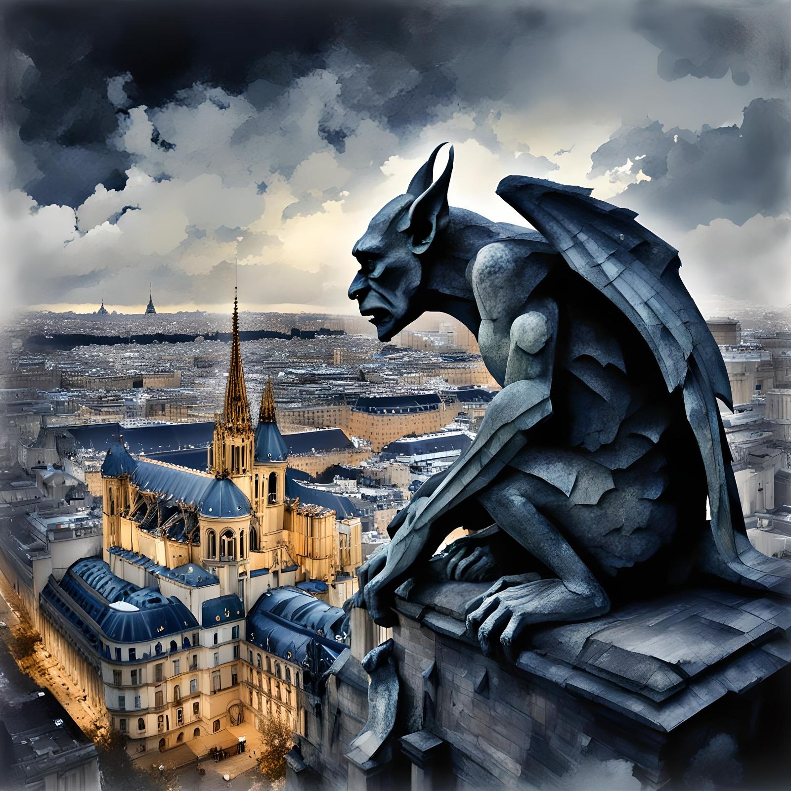 Sad Gargoyle - Notre-Dame de Paris cathedral