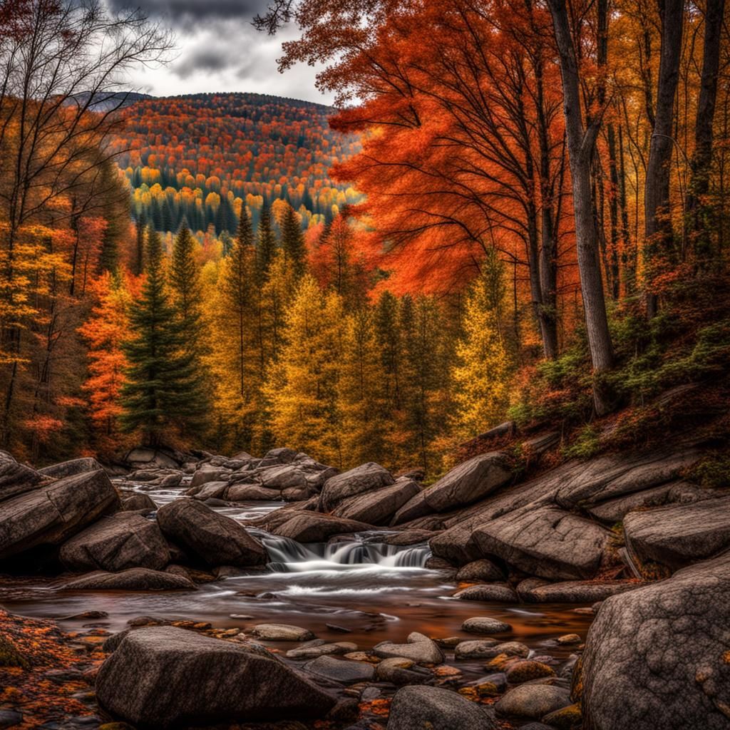 Hyperrealistic Vermont Autumn Landscape in High Definition