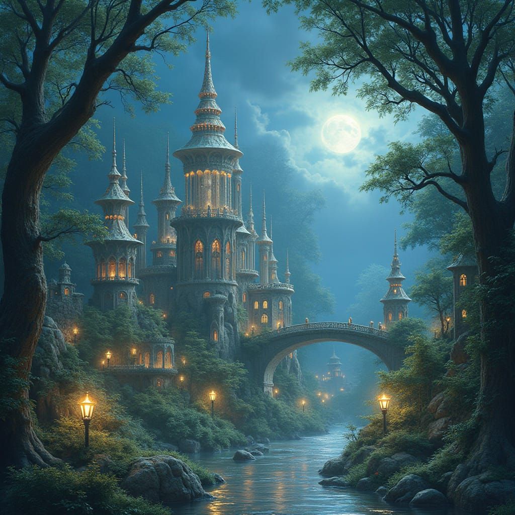 Ethereal Elf Kingdom in Whimsical High Fantasy Style
