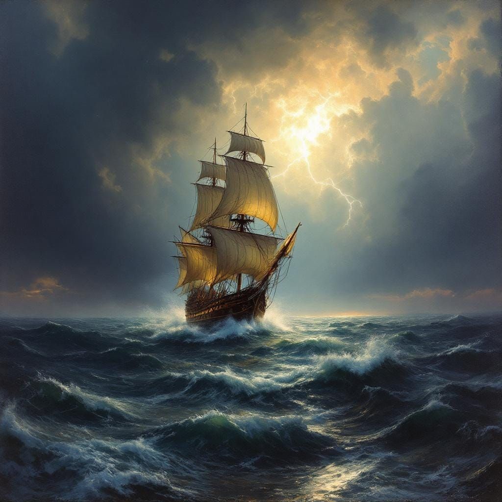 Juggernaut on Stormy Seas in Rich Colors