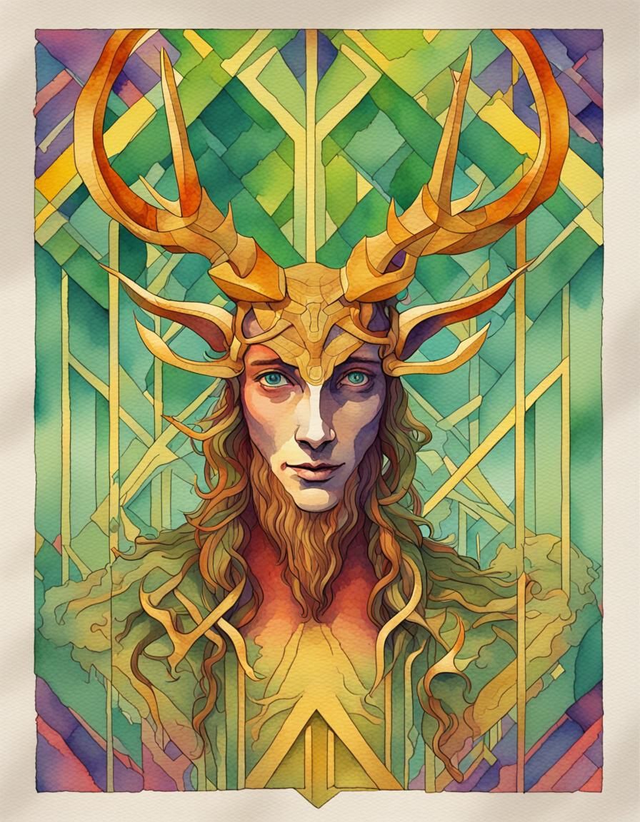 Cernunnos at Imbolc: Watercolor Pop Art