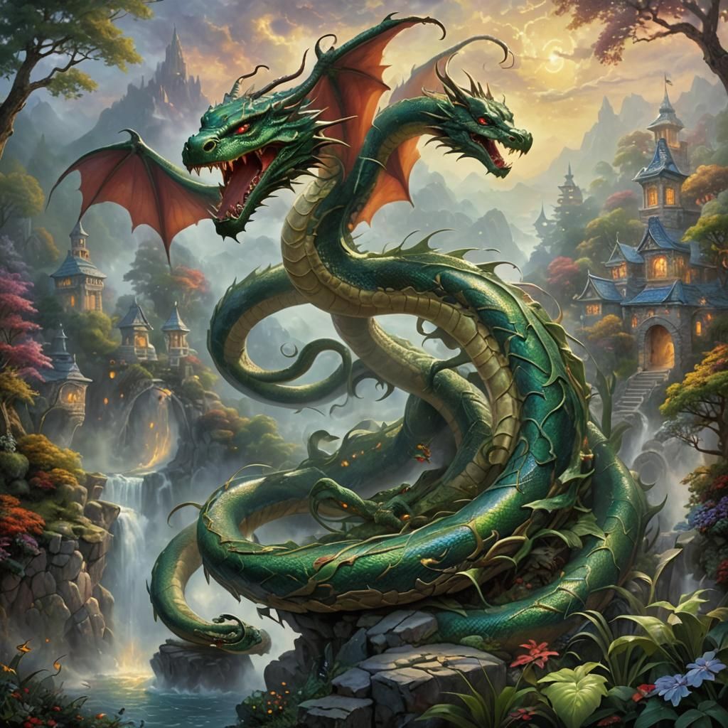 Ethereal Fantasy: Snake Transforming into Dragon