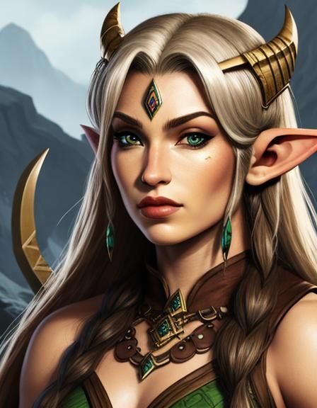 Half-Elf Barbarian Woman Warrior
