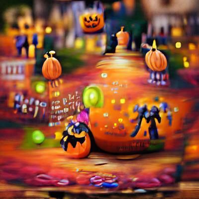 Eerie Halloween Night Scene with Pumpkins