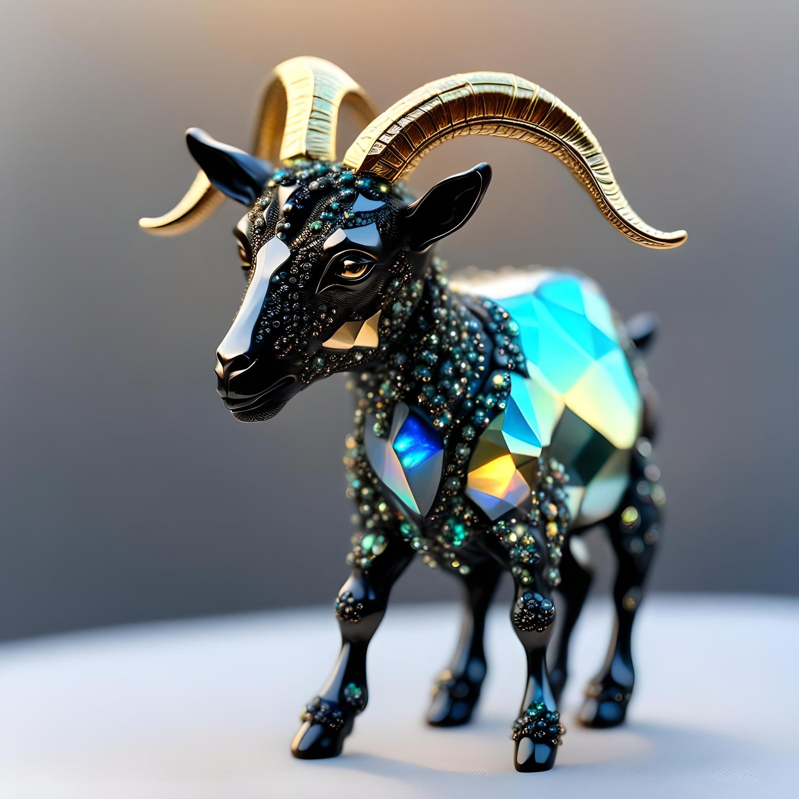 Iridescent Diamond Goat with Holographic Glow