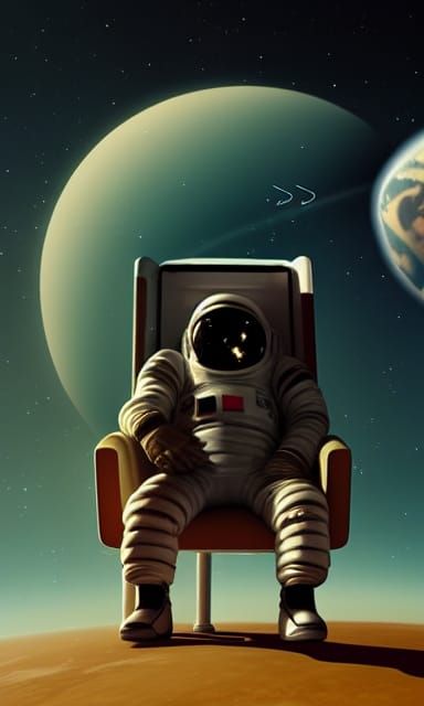 Lonely Astronaut Contemplates Distant Planet