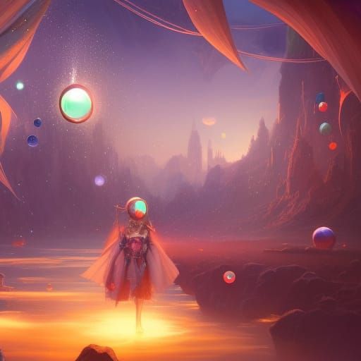 Fantastical Bubble Girl in Detailed Matte Painting