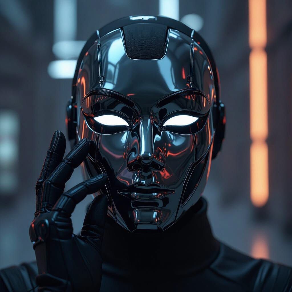 Futuristic Mask Design with Glitch Effects