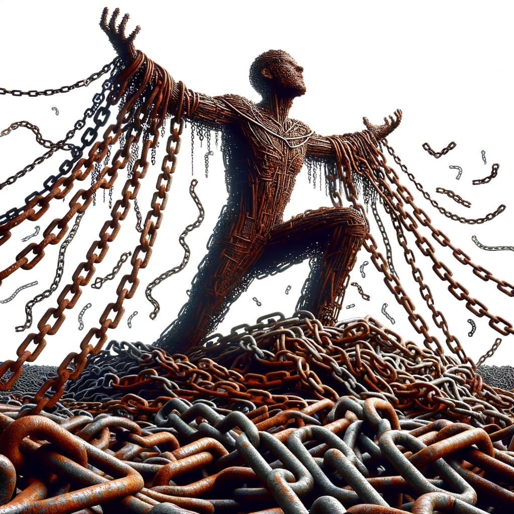 Man of Chains Breaks Free: Fantasy Art