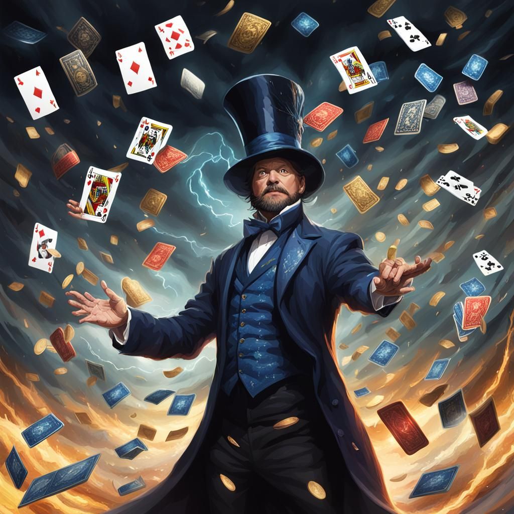 Magician in a storm of infinite cards