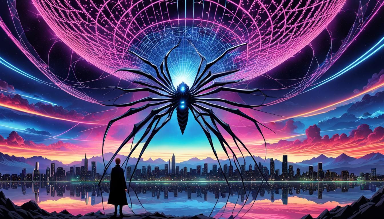 Surreal Dragon Rider in Cosmic Landscape