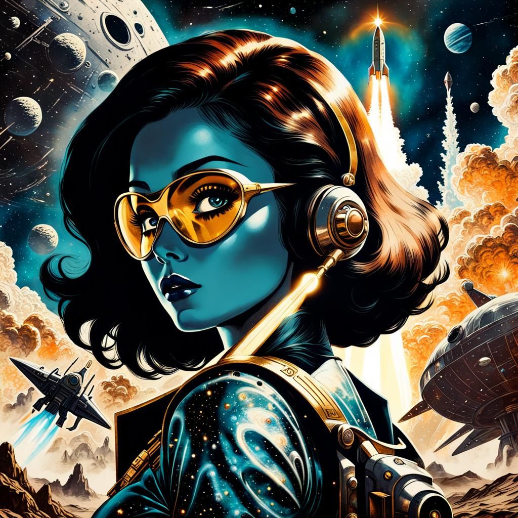 Retro futurism :1960s pulp sci fi art style, Portrait