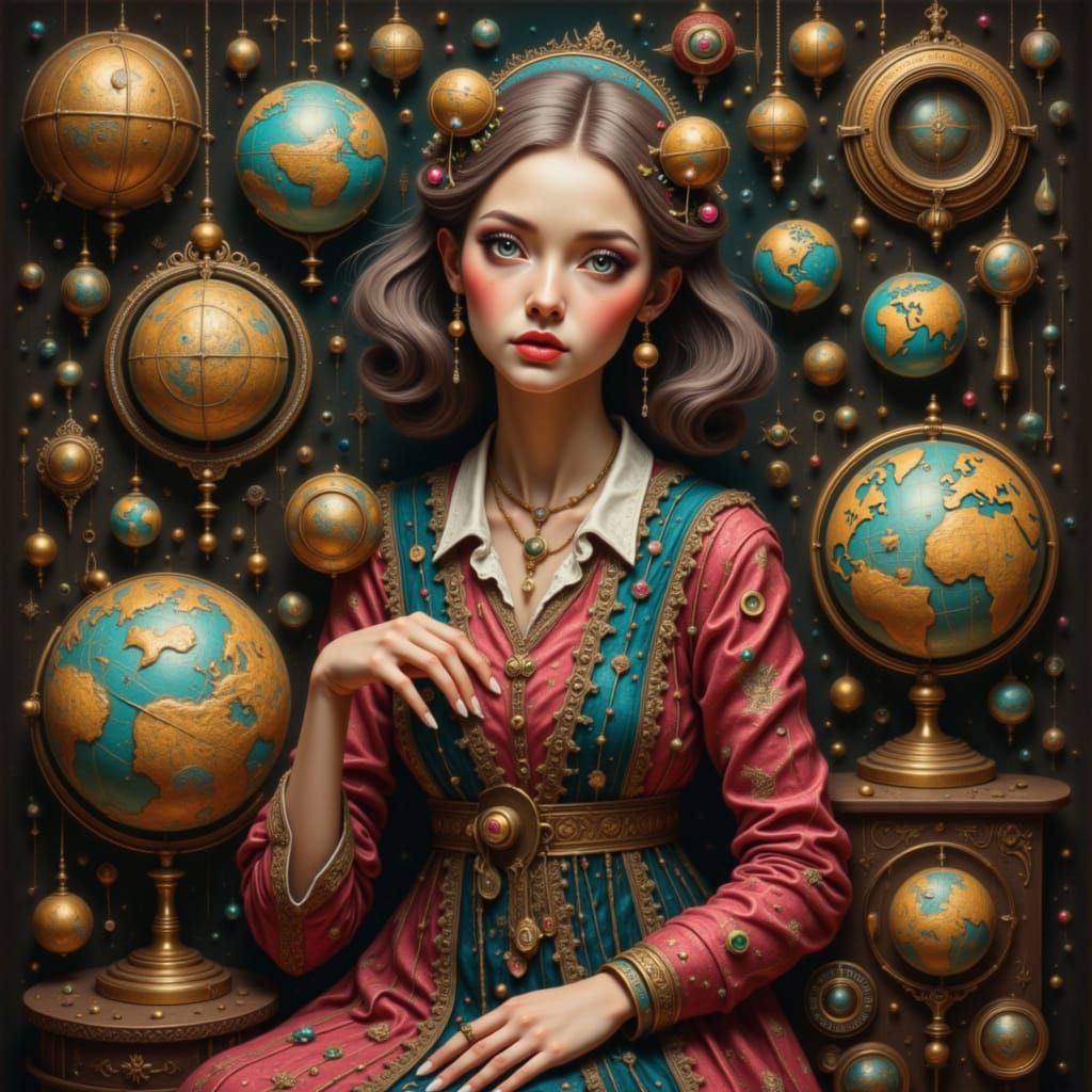 Anna Mons in Lavish Study, Airbrush Art Style