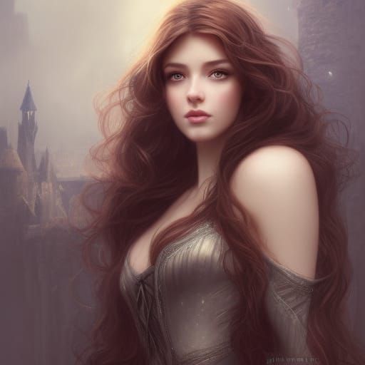 Fantasy Princess Portrait in Art Nouveau Style