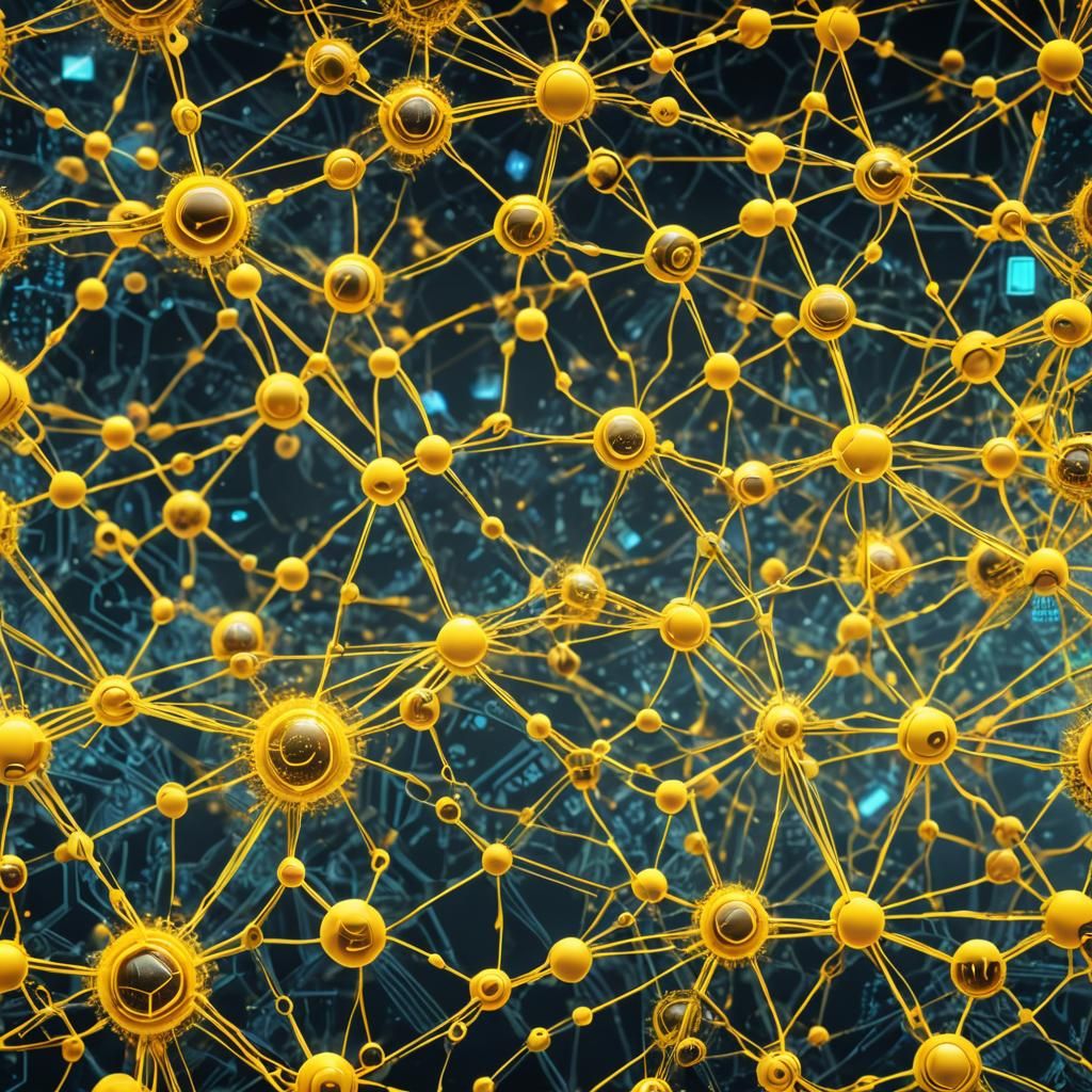 Virtual Reality: Yellow Souls Connected in Matrix Style