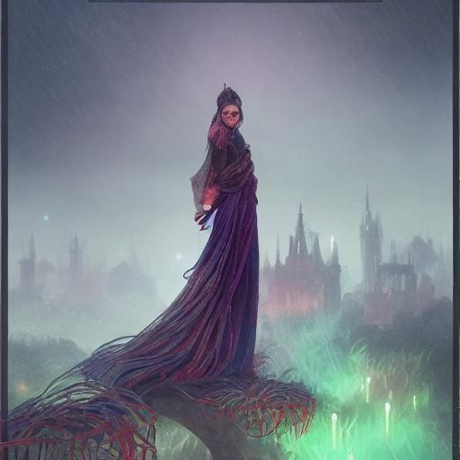 Mystical Dark Fantasy Garden with Eerie Lighting