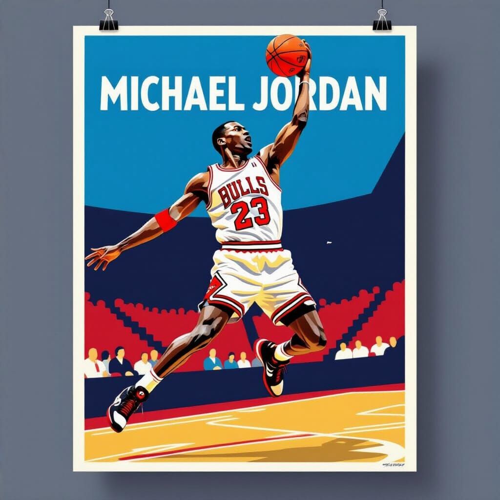 Michael Jordan Flying in Trademark Pose Poster