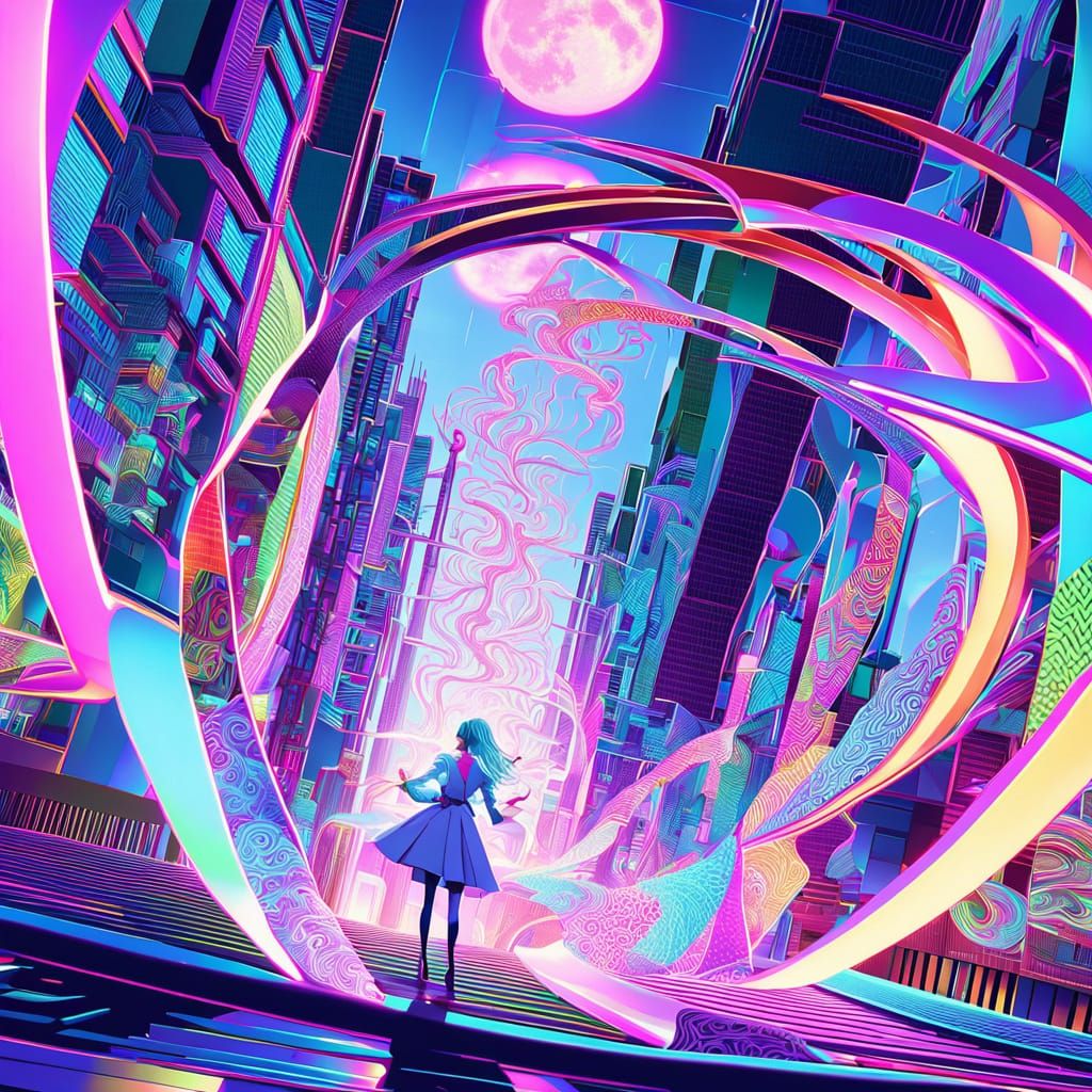 Surreal Anime Goddess Reigns Over Eco-Friendly Cityscape in ...