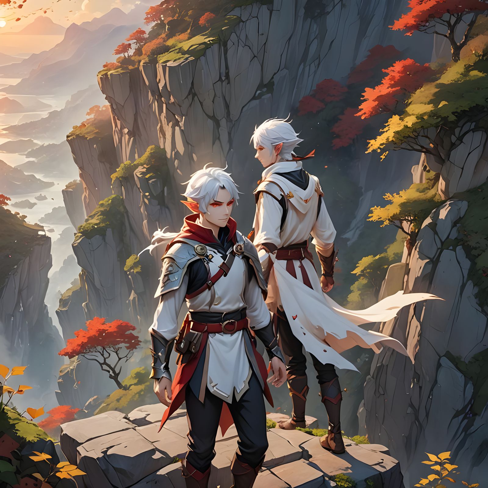 Anime Style Elf on Cliff Edge