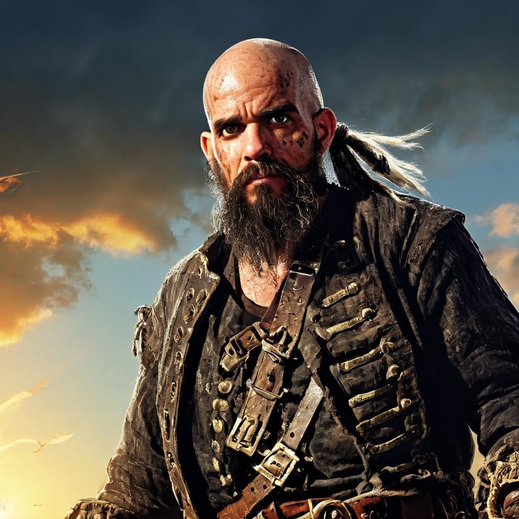 Pirate Captain Ready for Battle at Sunset
