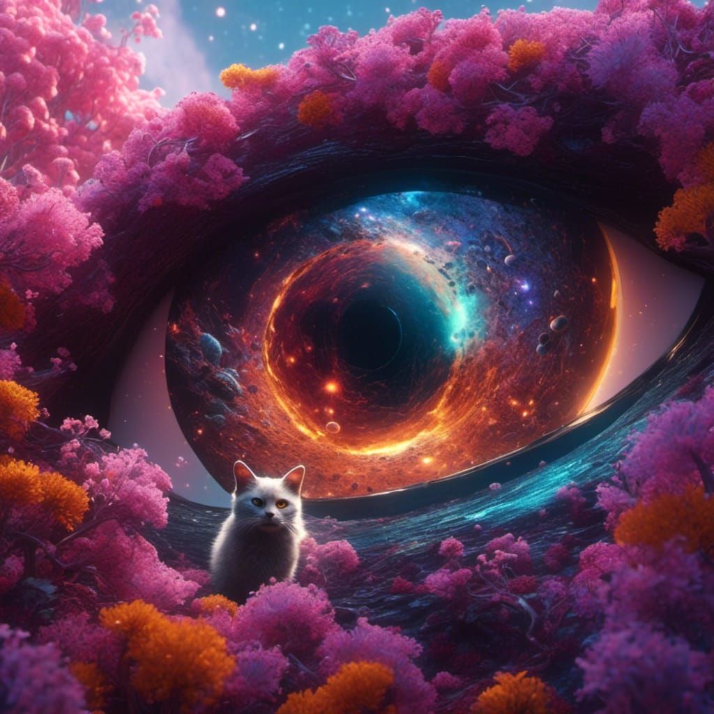 Fantastical Cat Portrait in Detailed Matte Painting Style