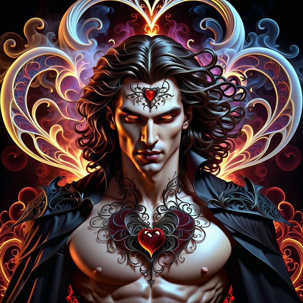 Vampire Heart with Swirling Smoke in Gothic Style