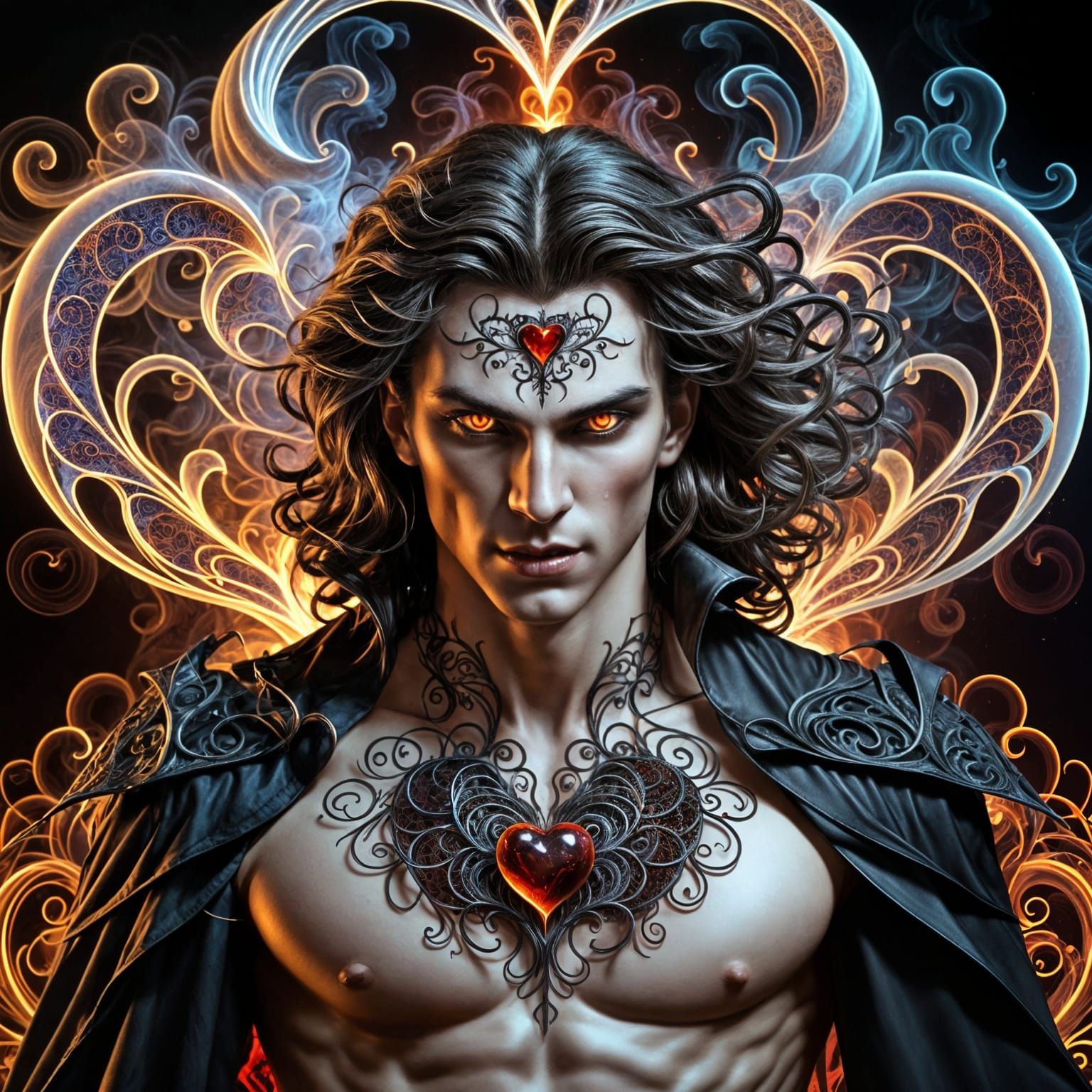 Gothic Vampire Heart with Swirling Smoke