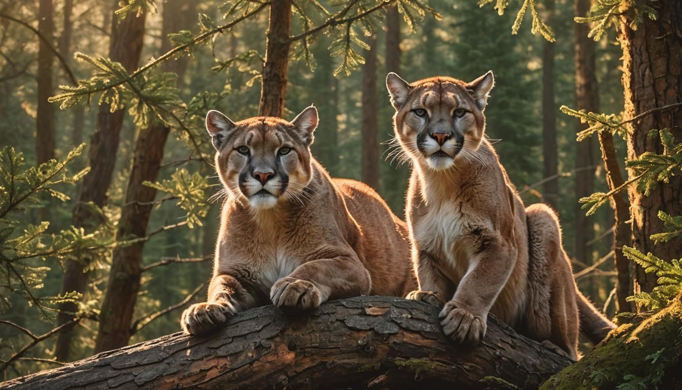 Cougar Portrait in Golden Hour Sunlight