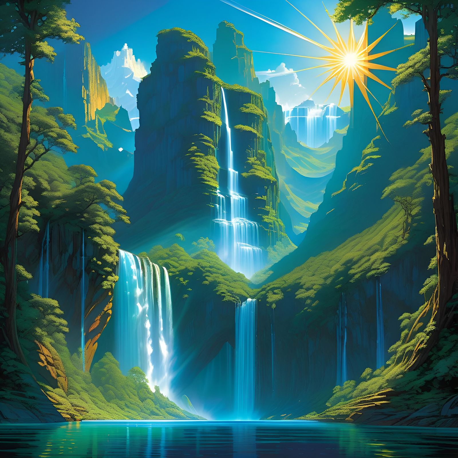 Paradise Optical Illusion in Hyperdetailed Splash Art