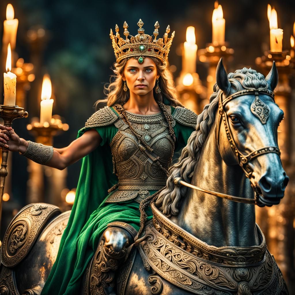 Warrior Princess with Candle Crown on Chariot