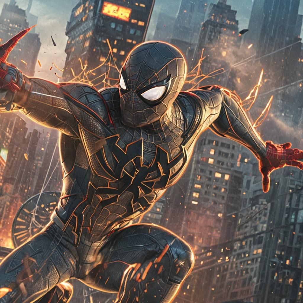 Spiderman Swings Through Future New York City