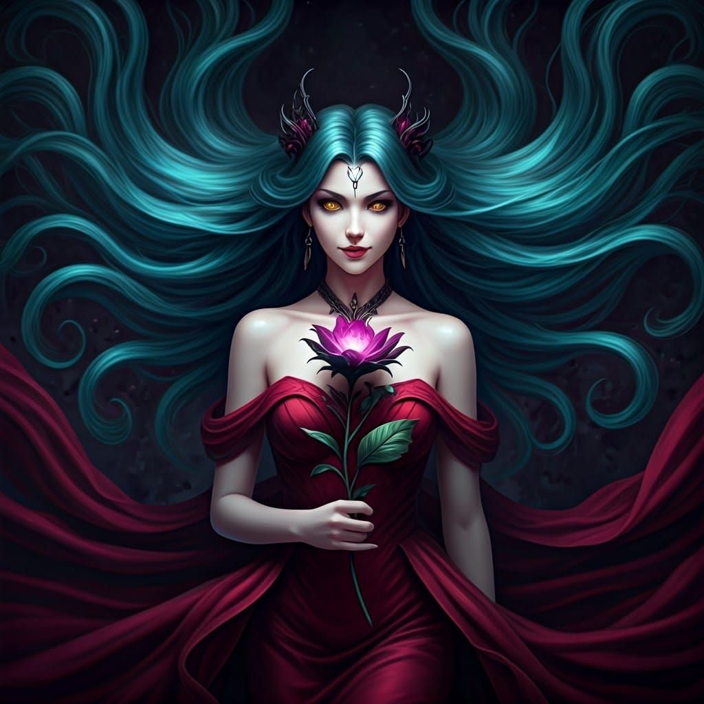 Enigmatic Queen in Dark Fantasy Attire