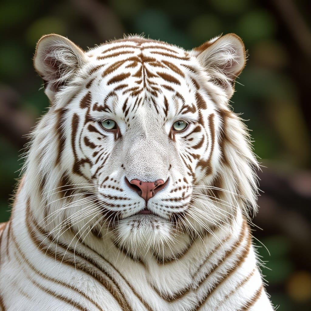 Majestic White Tiger Roaming A Misty Forest