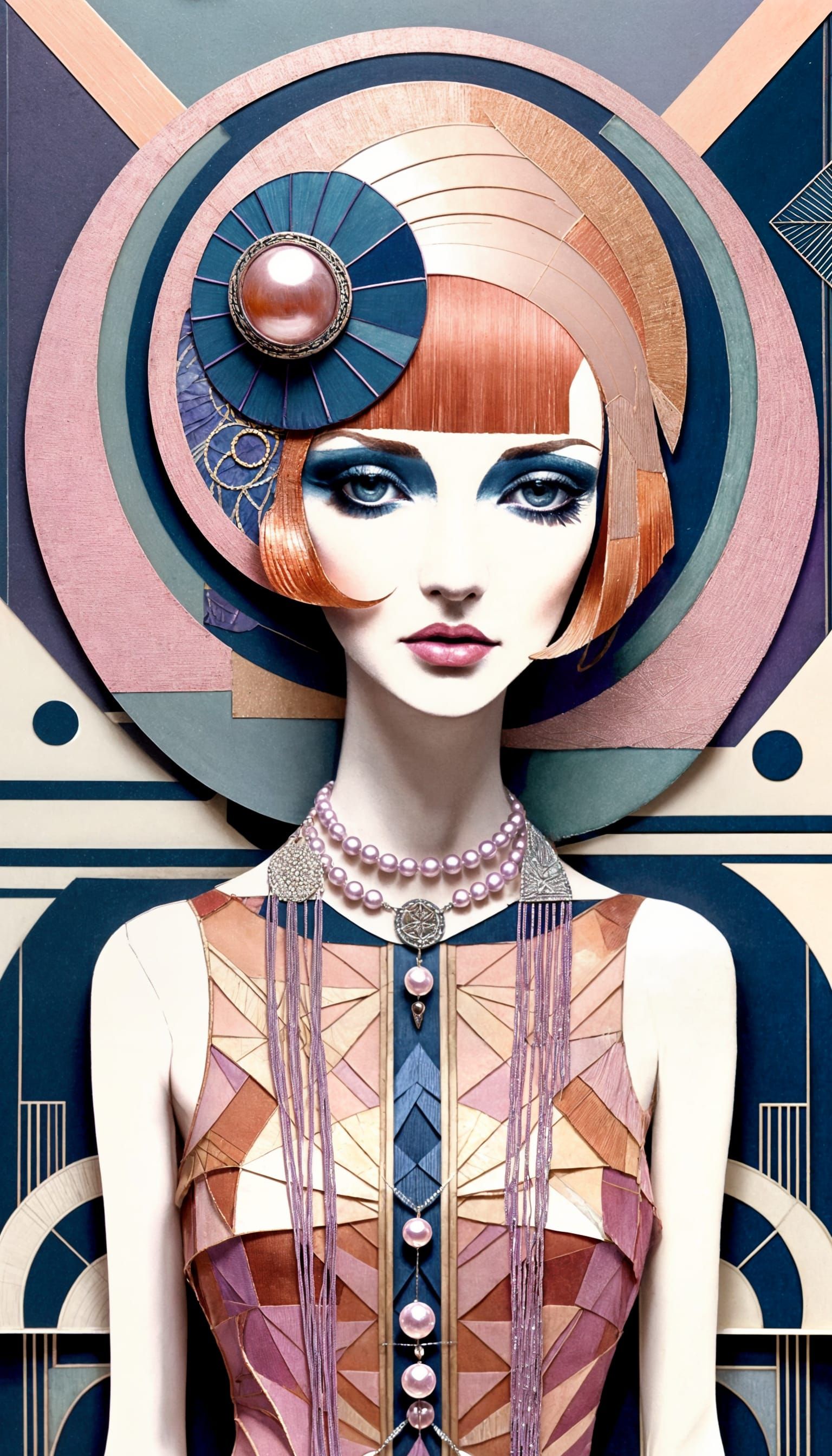 Sophisticated Flapper in 1920s-Inspired Retrofuturism Copper...