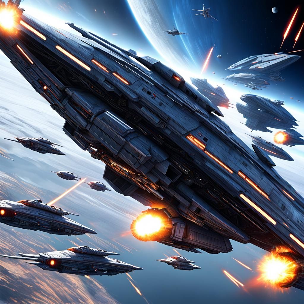 Epic Star Wars Space Battle in Anime Style