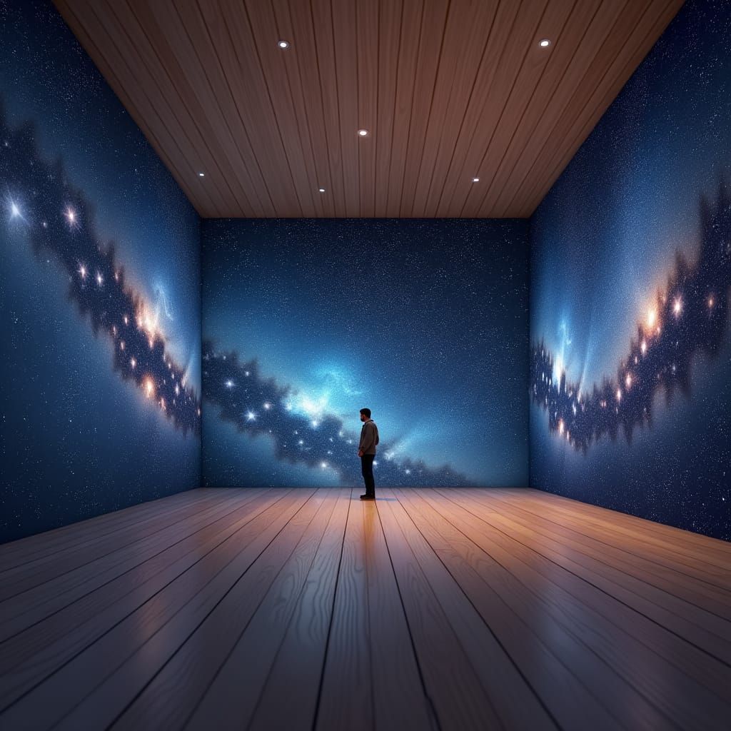 Contemplative Space Landscape in Empty Room, Matte Painting