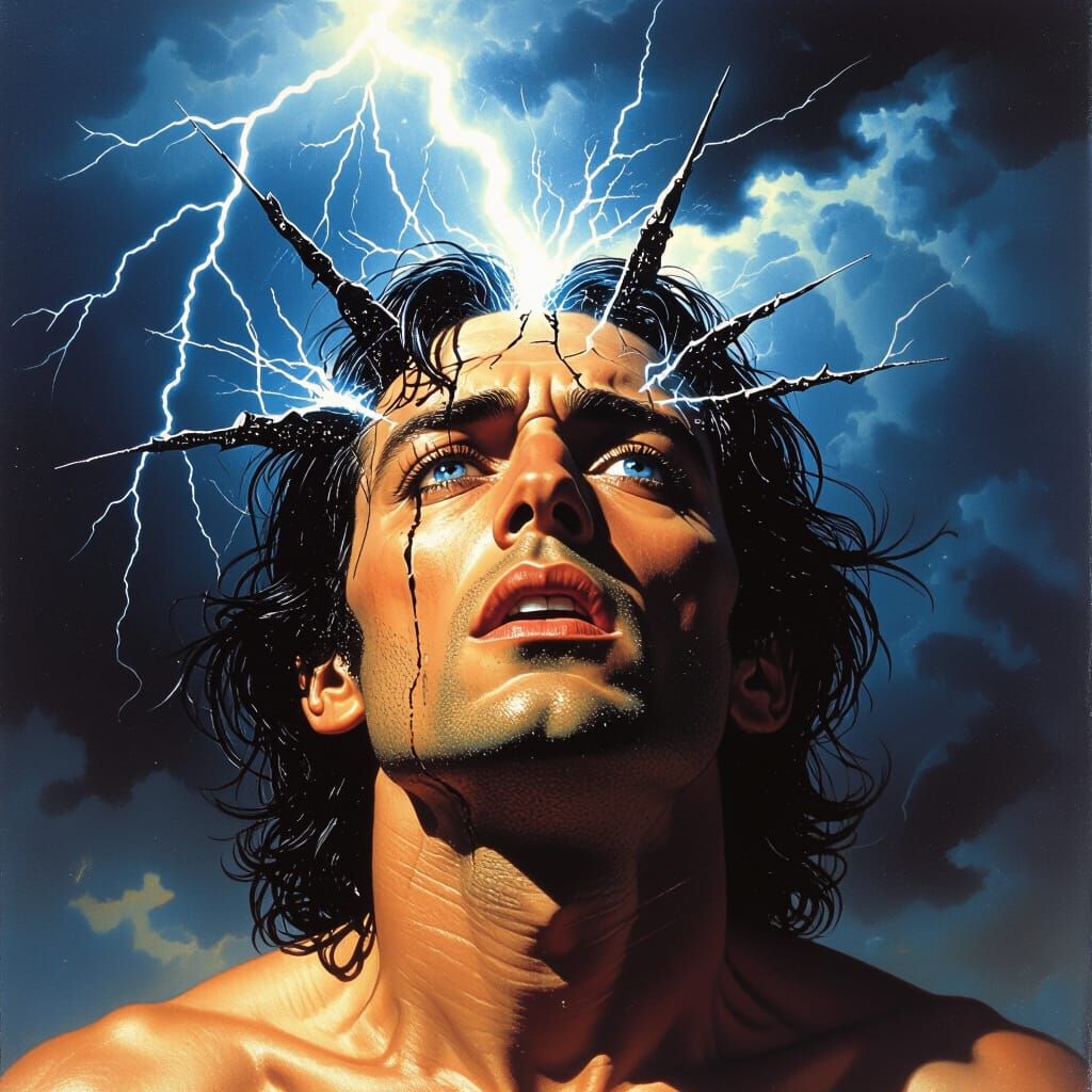 Head Cracking Open: Spirits Emerge in Metal Art Style