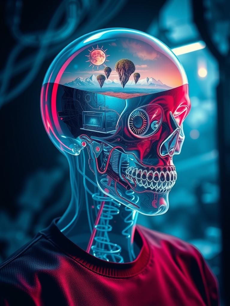 Quantum Computer Man in Retro Anime Style