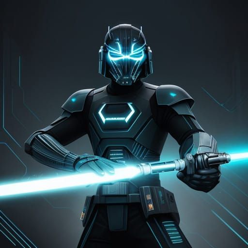 Cyberpunk Cyan Lightsaber in Futuristic Design