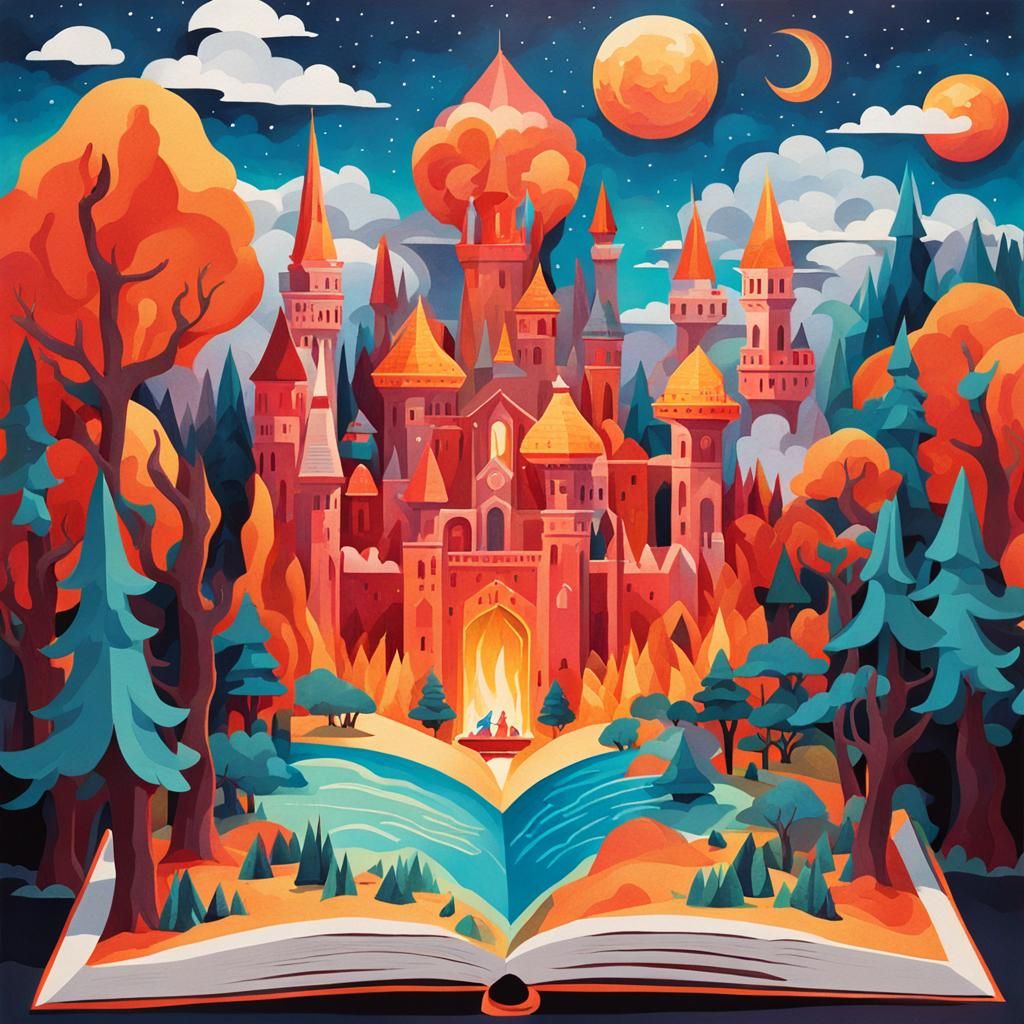 Fantasy Landscape in Pop-Up Book Style