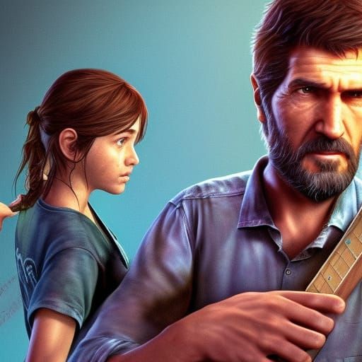 Joel and Ellie Playing Guitar, Astral Illustration