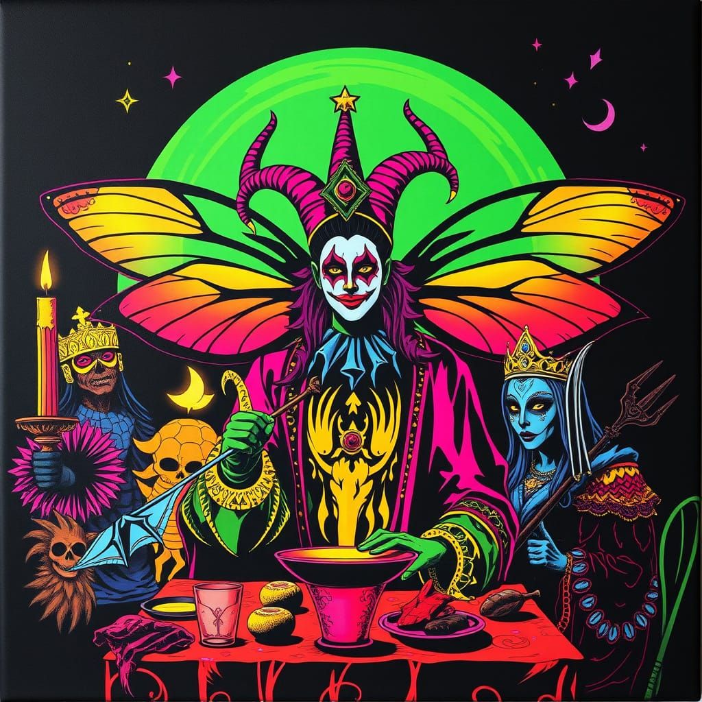 Psychedelic 1960s Feast: Day-Glo Art on Velvet