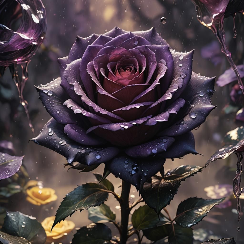 Dramatic Rose with Mist: Dark Fantasy Art