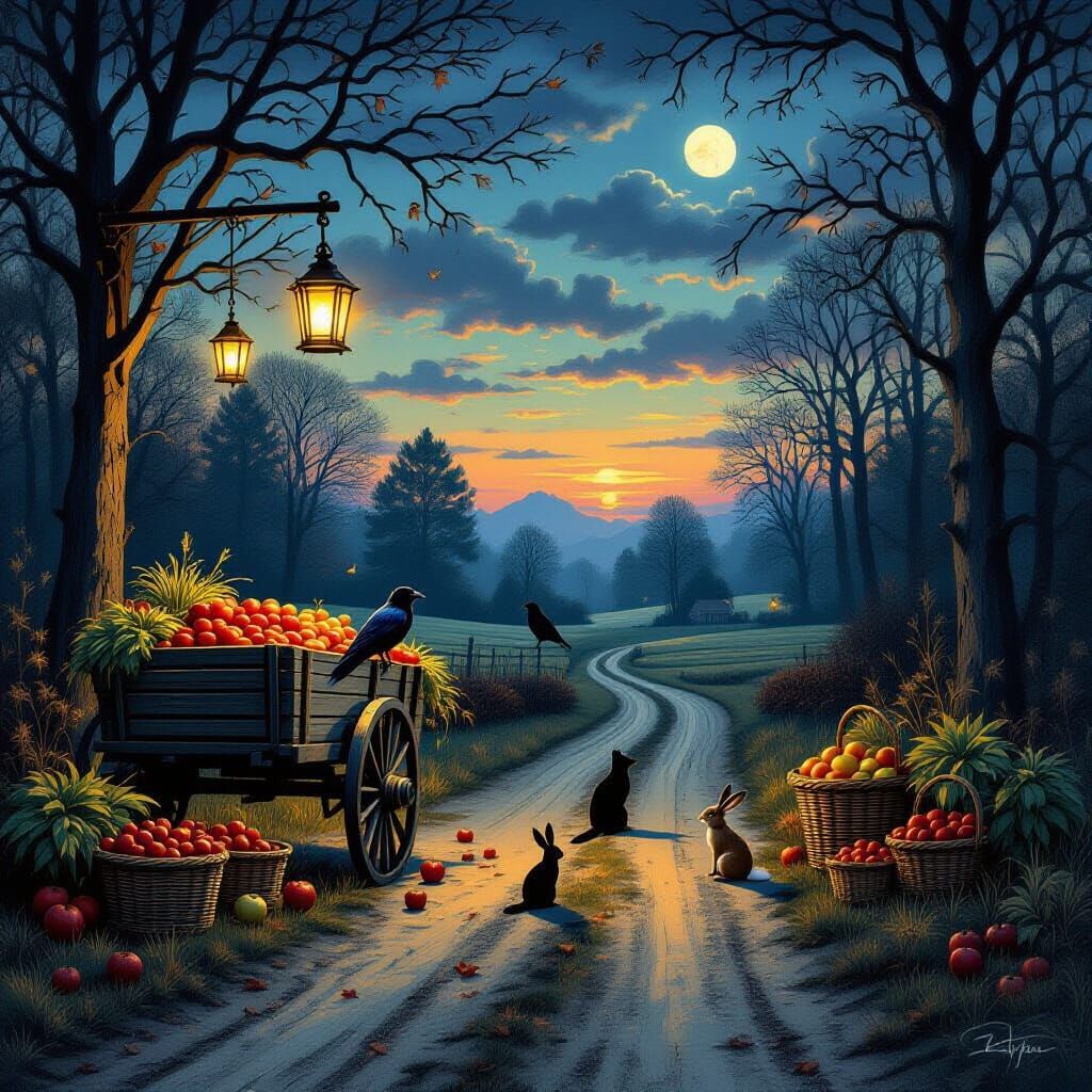 Mystical Dusk Gathering with Lantern Light