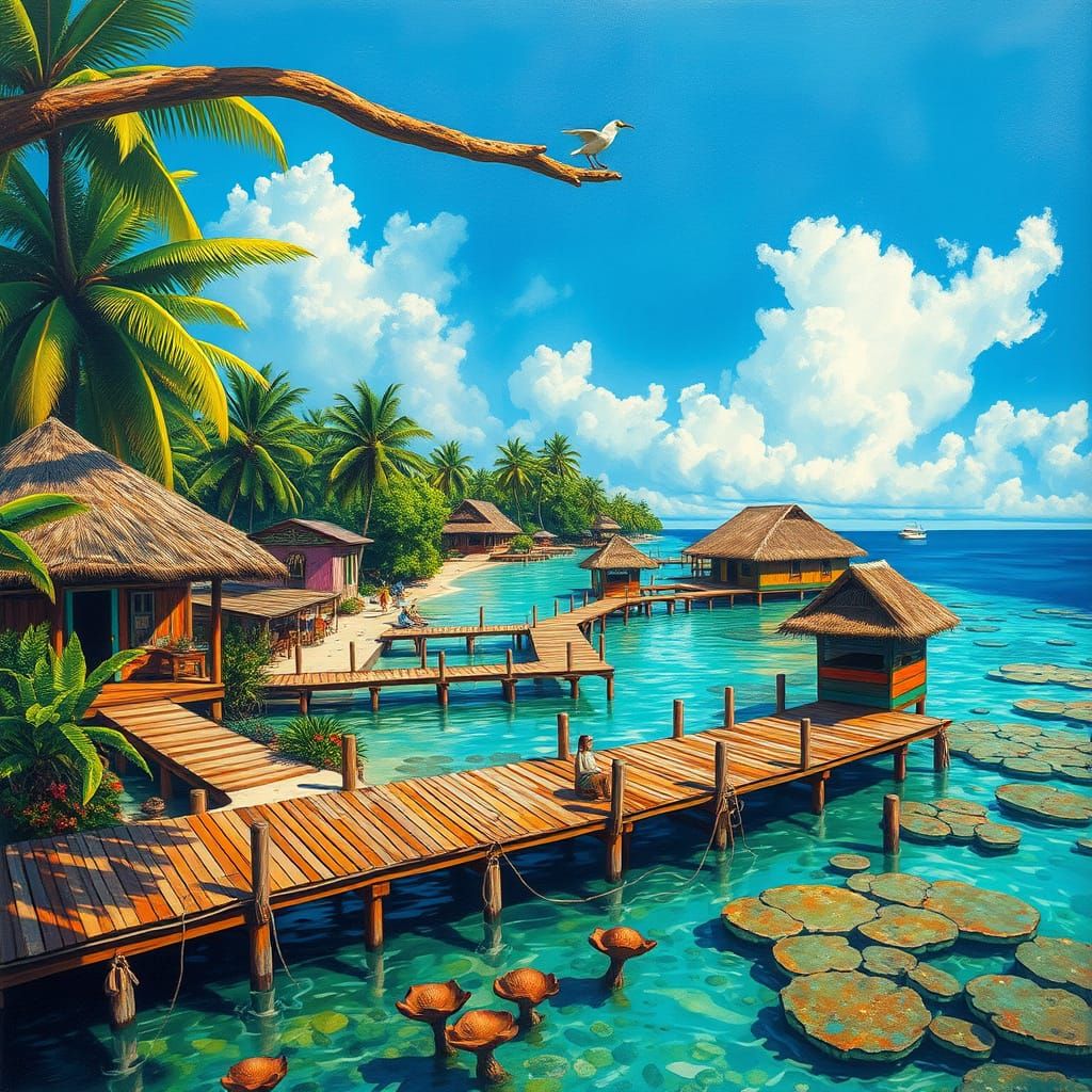 Tropical Belizean Village in a Dreamy, Colorful Paradise